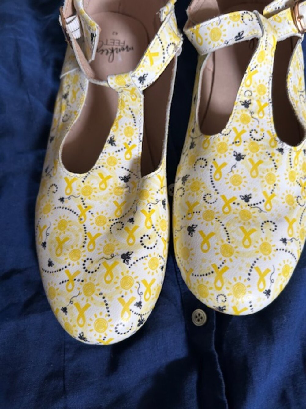 leather monkey feet size 42 flats shoes womens yellow white casual dress 10 - Picture 5 of 8